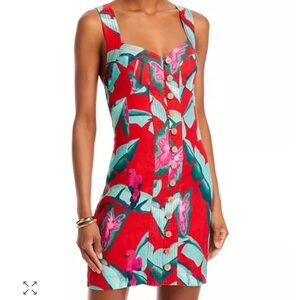 FARM Rio Summer Foliage Linen Mini Dress
